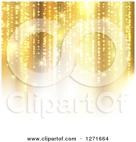 Clipart of a Christmas Background of Vertical Golden Lights and White - Royalty Free Vector Illustration by KJ Pargeter