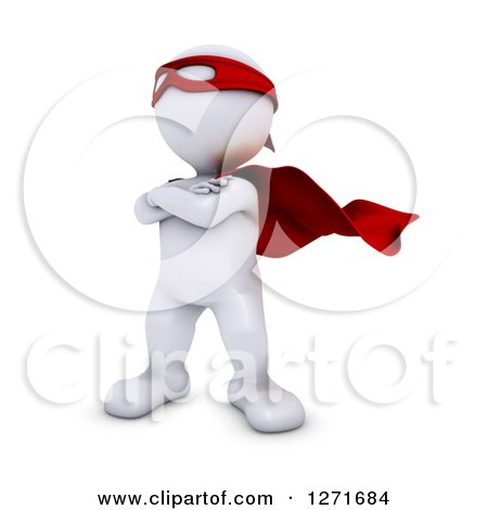Clipart of a 3d White Man Super Hero Posing - Royalty Free Illustration by KJ Pargeter