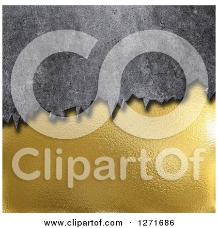 Clipart of a 3d Concrete Texture over Gold Metal - Royalty Free Illustration by KJ Pargeter