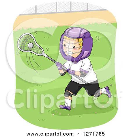 Clipart of a Blond White Lacrosse Player in Action - Royalty Free Vector Illustration by BNP Design Studio