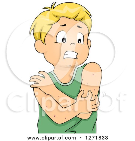 Clipart of a Blond White Boy Itching from Allergies - Royalty Free Vector Illustration by BNP Design Studio