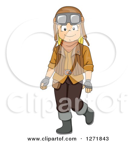 Clipart of a Happy Blond White Girl Dressed in a Steampunk Costume - Royalty Free Vector Illustration by BNP Design Studio