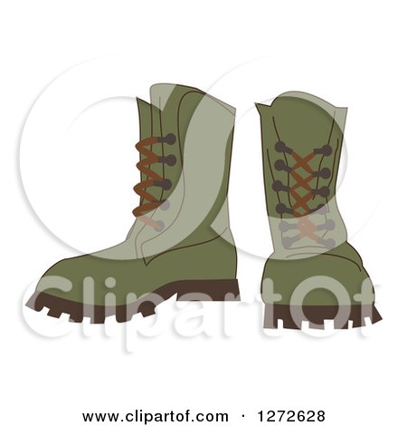 Clipart of a Pair of Green Hiking Boots - Royalty Free Vector Illustration by peachidesigns