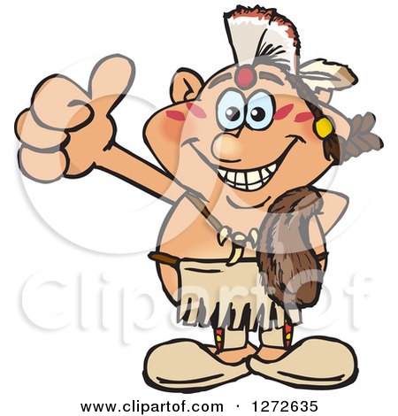 Clipart of a Happy Native American Indian Man Giving a Thumb up - Royalty Free Vector Illustration by Dennis Holmes Designs