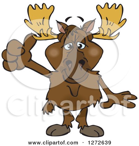 Clipart of a Moose Giving a Thumb up - Royalty Free Vector Illustration by Dennis Holmes Designs