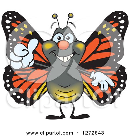 Clipart of a Happy Monarch Butterfly Giving a Thumb up - Royalty Free Vector Illustration by Dennis Holmes Designs