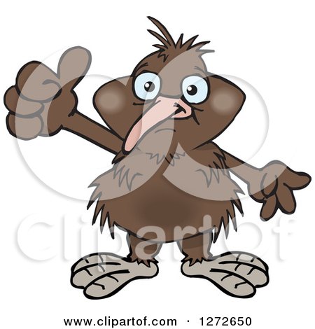 Clipart of a Kiwi Bird Giving a Thumb up - Royalty Free Vector Illustration by Dennis Holmes Designs