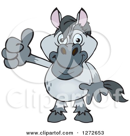 Clipart of a Happy Gray Horse Giving a Thumb up - Royalty Free Vector Illustration by Dennis Holmes Designs