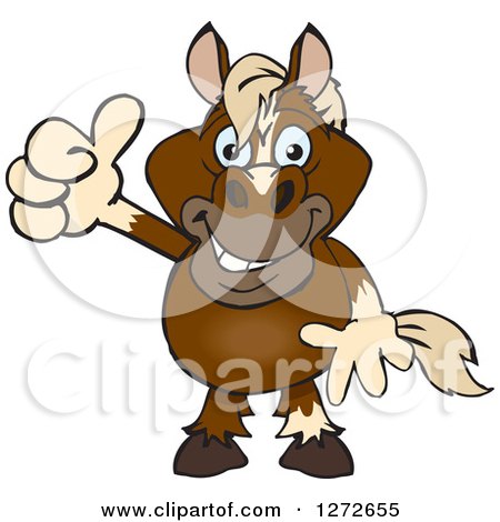 Clipart of a Happy Brown Horse Giving a Thumb up - Royalty Free Vector Illustration by Dennis Holmes Designs