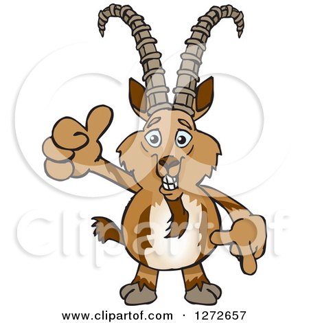 Clipart of a Happy Ibex Goat Giving a Thumb up - Royalty Free Vector Illustration by Dennis Holmes Designs