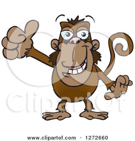 Clipart of a Happy Monkey Giving a Thumb up - Royalty Free Vector Illustration by Dennis Holmes Designs