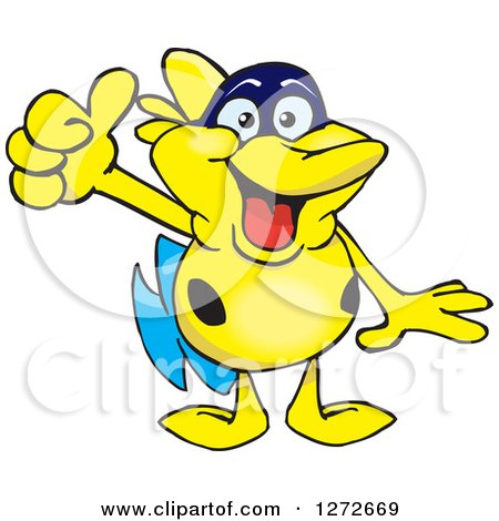Clipart of a Happy Yellow Marine Fish Giving a Thumb up - Royalty Free Vector Illustration by Dennis Holmes Designs