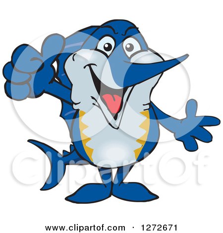 Clipart of a Happy Marlin Fish Giving a Thumb up - Royalty Free Vector Illustration by Dennis Holmes Designs