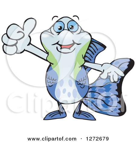 Clipart of a Happy Guppy Fish Giving a Thumb up - Royalty Free Vector Illustration by Dennis Holmes Designs