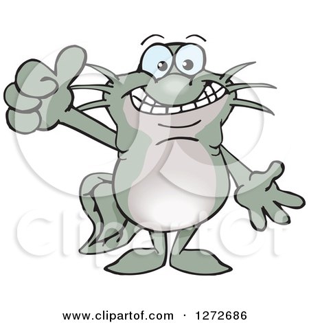 Clipart of a Happy Catfish Giving a Thumb up - Royalty Free Vector Illustration by Dennis Holmes Designs