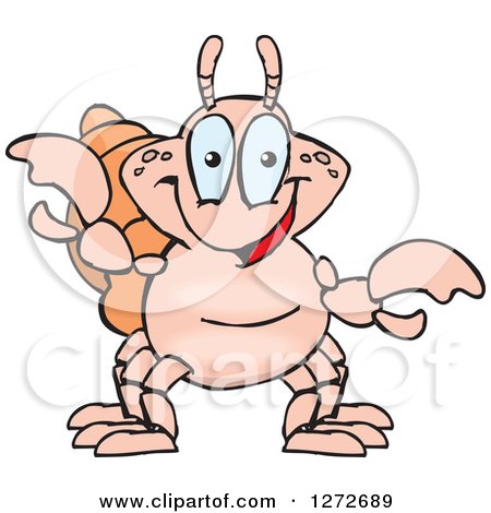 Clipart of a Happy Hermit Crab Presenting - Royalty Free Vector Illustration by Dennis Holmes Designs
