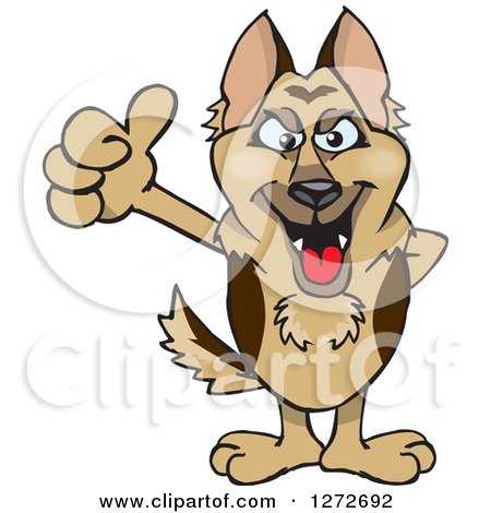 Clipart of a German Shepherd Dog Giving a Thumb up - Royalty Free Vector Illustration by Dennis Holmes Designs
