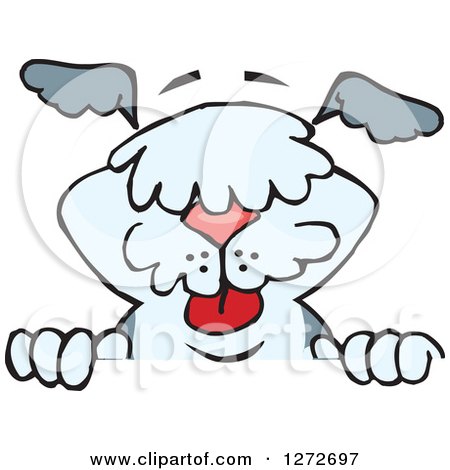 Clipart of a Happy Old English Sheepdog Peeking over a Sign - Royalty Free Vector Illustration by Dennis Holmes Designs