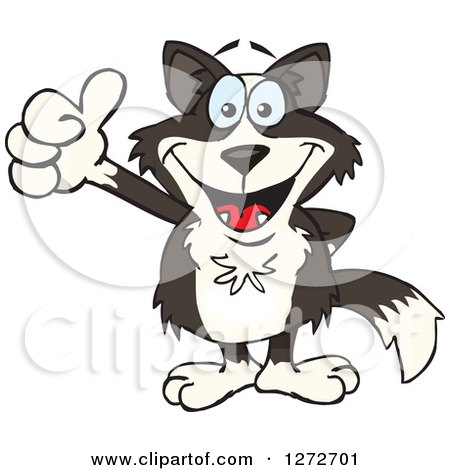 Clipart of a Happy Border Collie Dog Giving a Thumb up - Royalty Free Vector Illustration by Dennis Holmes Designs