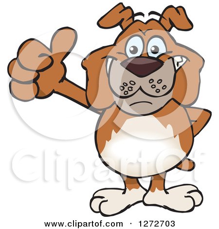 Clipart of a Happy Brown Bulldog Giving a Thumb up - Royalty Free Vector Illustration by Dennis Holmes Designs