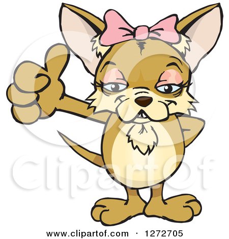 Clipart of a Happy Tan Female Chihuahua Giving a Thumb up - Royalty Free Vector Illustration by Dennis Holmes Designs