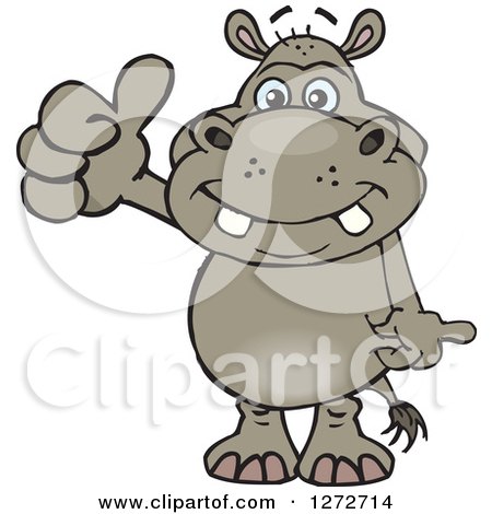 Clipart of a Happy Hippo Giving a Thumb up - Royalty Free Vector Illustration by Dennis Holmes Designs