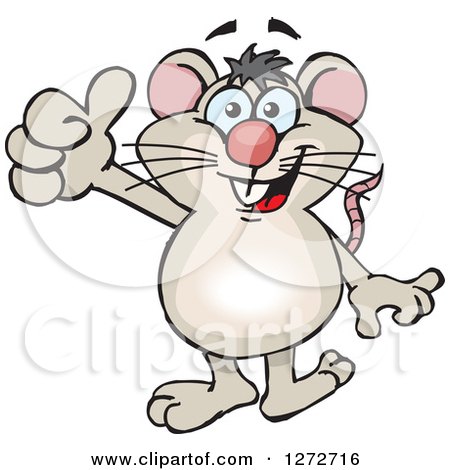 Clipart of a Happy Mouse Giving a Thumb up - Royalty Free Vector Illustration by Dennis Holmes Designs