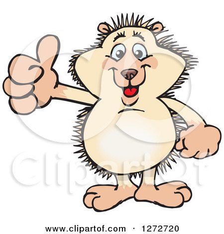 Clipart of a Happy Hedgehog Giving a Thumb up - Royalty Free Vector Illustration by Dennis Holmes Designs