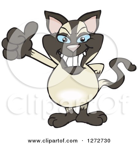 Clipart of a Happy Siamese Cat Giving a Thumb up - Royalty Free Vector Illustration by Dennis Holmes Designs