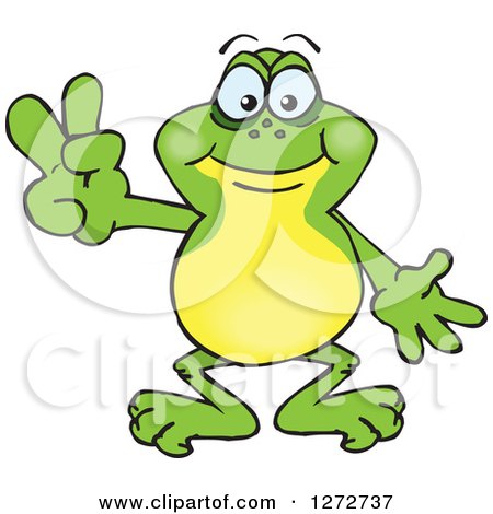 Clipart of a Happy Frog Gesturing Peace - Royalty Free Vector Illustration by Dennis Holmes Designs