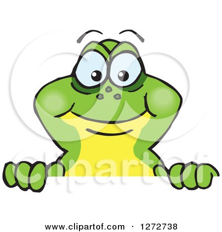 Clipart of a Happy Frog Peeking over a Sign - Royalty Free Vector Illustration by Dennis Holmes Designs