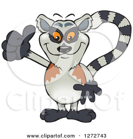 Clipart of a Happy Lemur Giving a Thumb up - Royalty Free Vector Illustration by Dennis Holmes Designs