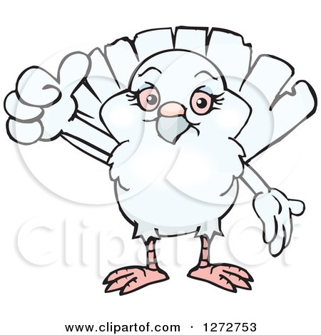 Clipart of a Happy White Dove Giving a Thumb up - Royalty Free Vector Illustration by Dennis Holmes Designs