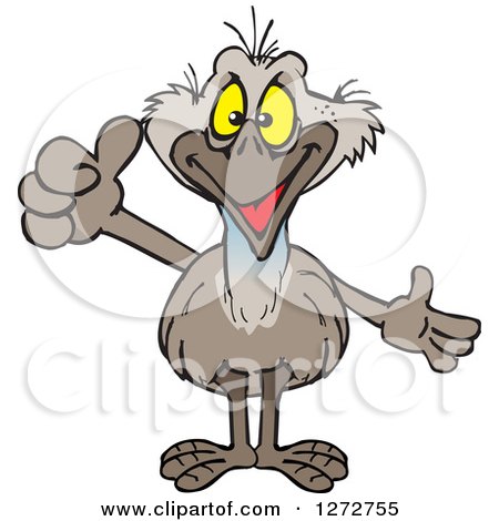 Clipart of a Happy Emu Bird Presenting and Giving a Thumb up - Royalty Free Vector Illustration by Dennis Holmes Designs