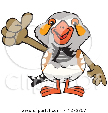 Clipart of a Happy Zebra Finch Bird Giving a Thumb up - Royalty Free Vector Illustration by Dennis Holmes Designs