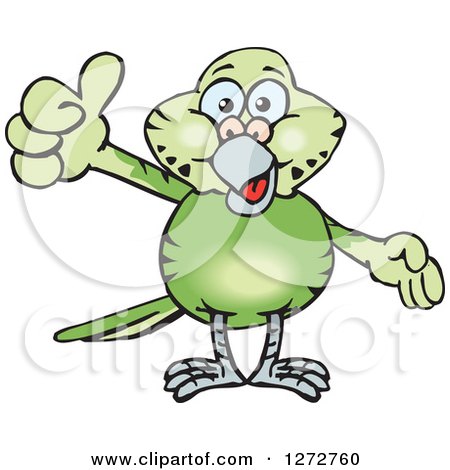 Clipart of a Happy Green Budgie Parakeet Bird Giving a Thumb up - Royalty Free Vector Illustration by Dennis Holmes Designs