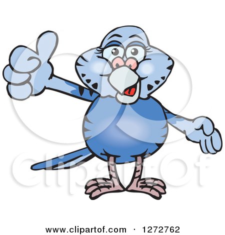 Clipart of a Happy Blue Budgie Parakeet Bird Giving a Thumb up - Royalty Free Vector Illustration by Dennis Holmes Designs