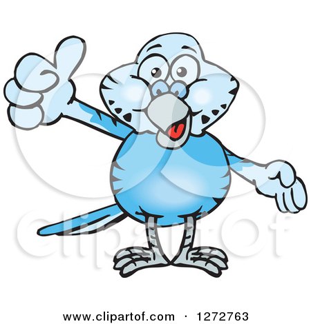 Clipart of a Happy Light Blue Budgie Parakeet Bird Giving a Thumb up - Royalty Free Vector Illustration by Dennis Holmes Designs