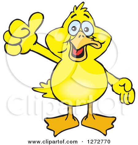 Clipart of a Happy Yellow Duck Giving a Thumb up - Royalty Free Vector Illustration by Dennis Holmes Designs