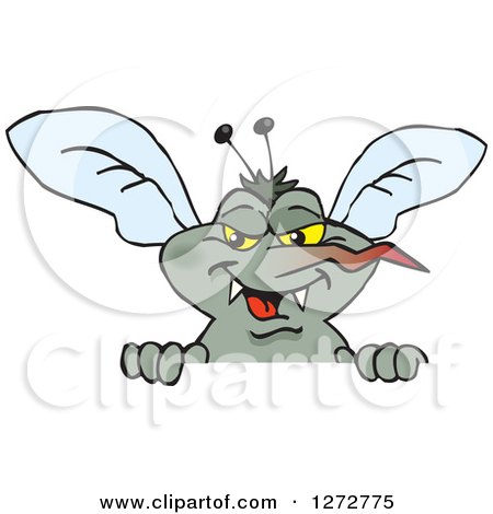 Clipart of a Mosquito Peeking over a Sign - Royalty Free Vector Illustration by Dennis Holmes Designs
