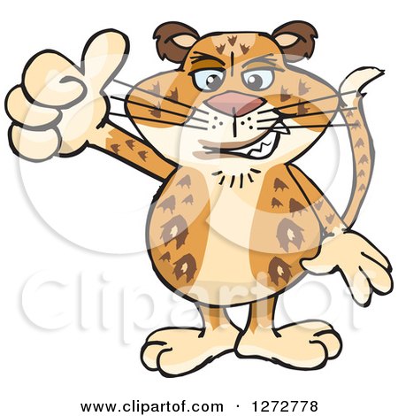 Clipart of a Happy Leopard Big Cat Giving a Thumb up - Royalty Free Vector Illustration by Dennis Holmes Designs