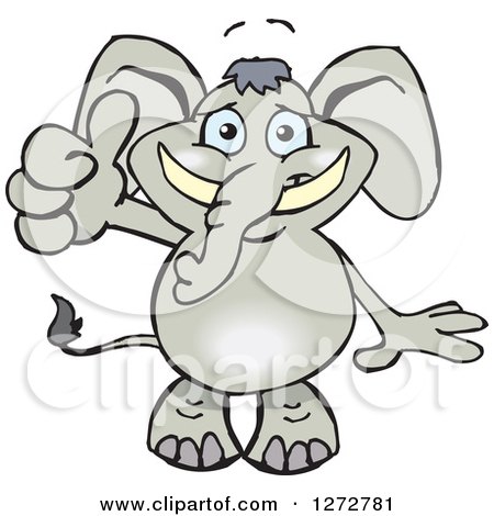 Clipart of a Happy Gray Elephant Giving a Thumb up - Royalty Free Vector Illustration by Dennis Holmes Designs
