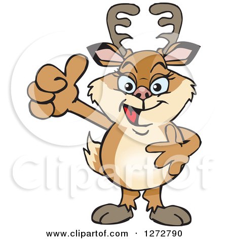 Clipart of a Happy Doe Deer Giving a Thumb up - Royalty Free Vector Illustration by Dennis Holmes Designs