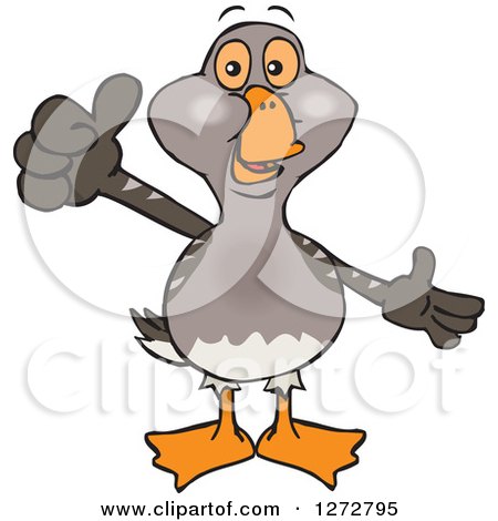 Clipart of a Happy Goose Presenting and Giving a Thumb up - Royalty Free Vector Illustration by Dennis Holmes Designs