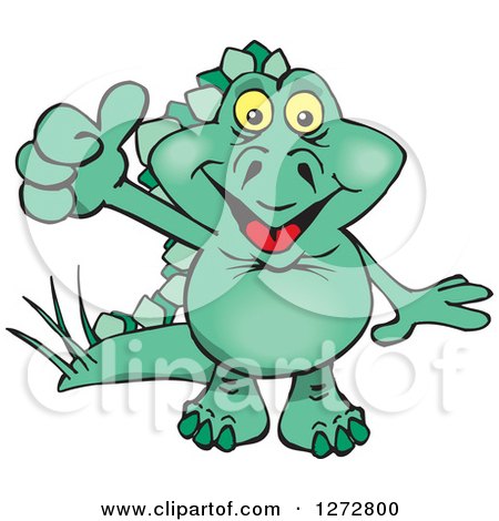 Clipart of a Happy Green Stegosaur Dinosaur Giving a Thumb up - Royalty Free Vector Illustration by Dennis Holmes Designs