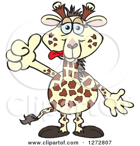 Clipart of a Silly Giraffe Giving a Thumb up - Royalty Free Vector Illustration by Dennis Holmes Designs