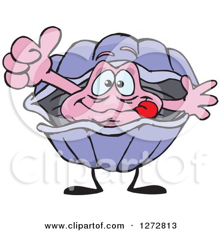 Clipart of a Happy Clam Giving a Thumb up - Royalty Free Vector Illustration by Dennis Holmes Designs