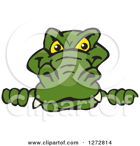 Clipart of an Alligator Peeking over a Sign - Royalty Free Vector Illustration by Dennis Holmes Designs