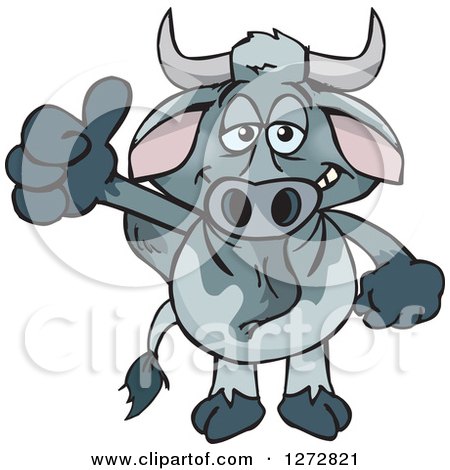 Clipart of a Happy Brahman Bull Giving a Thumb up - Royalty Free Vector Illustration by Dennis Holmes Designs