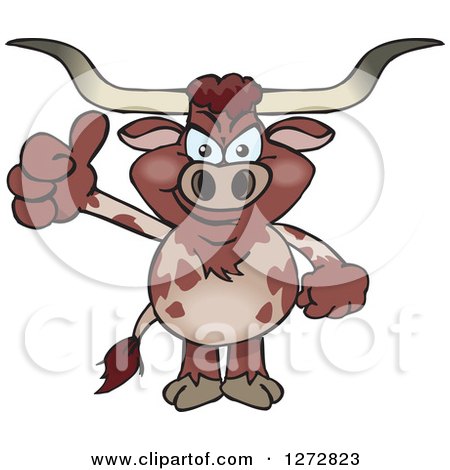 Clipart of a Happy Longhorn Bull Giving a Thumb up - Royalty Free Vector Illustration by Dennis Holmes Designs
